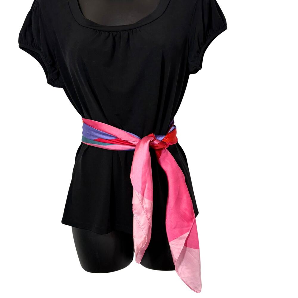 Lancome Paris Scarf 35” Ashley Mary Collab Pink Floral Square Limited Edition - Picture 11 of 13